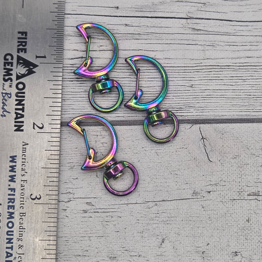 Moon clip rainbow stainless steel swivel clasp 1.5" - lot of 5