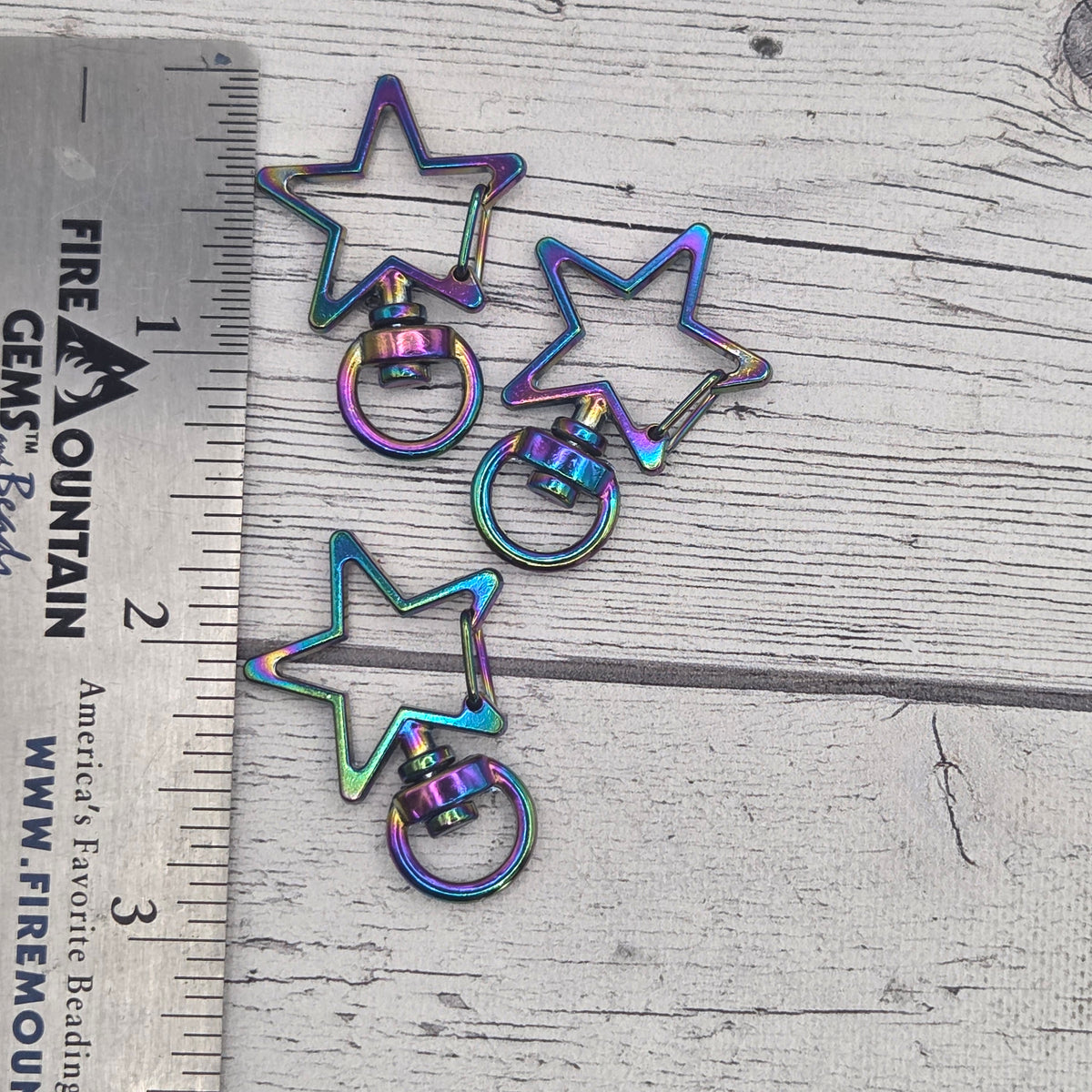Star clip rainbow stainless steel swivel clasp 1.5" - lot of 4