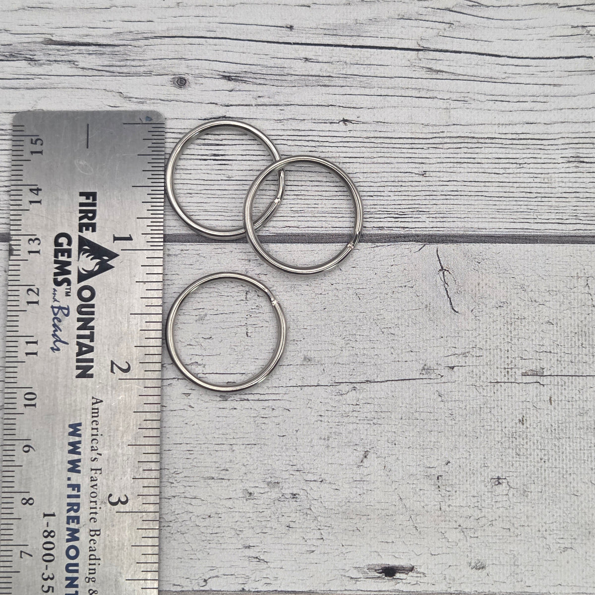 Silver tone strong split ring 1" round Lot of 25