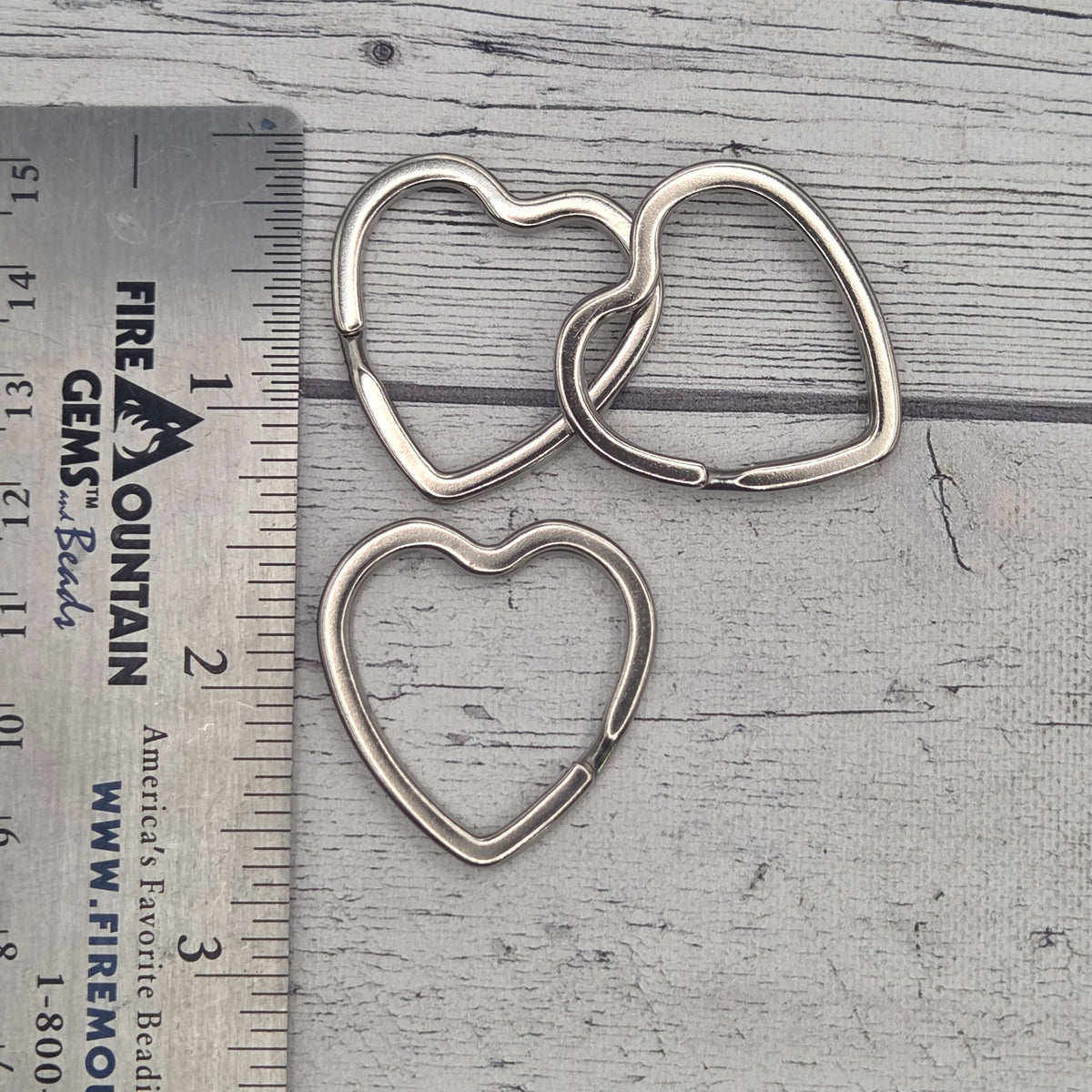 Silver heart shaped split ring - lot of 5