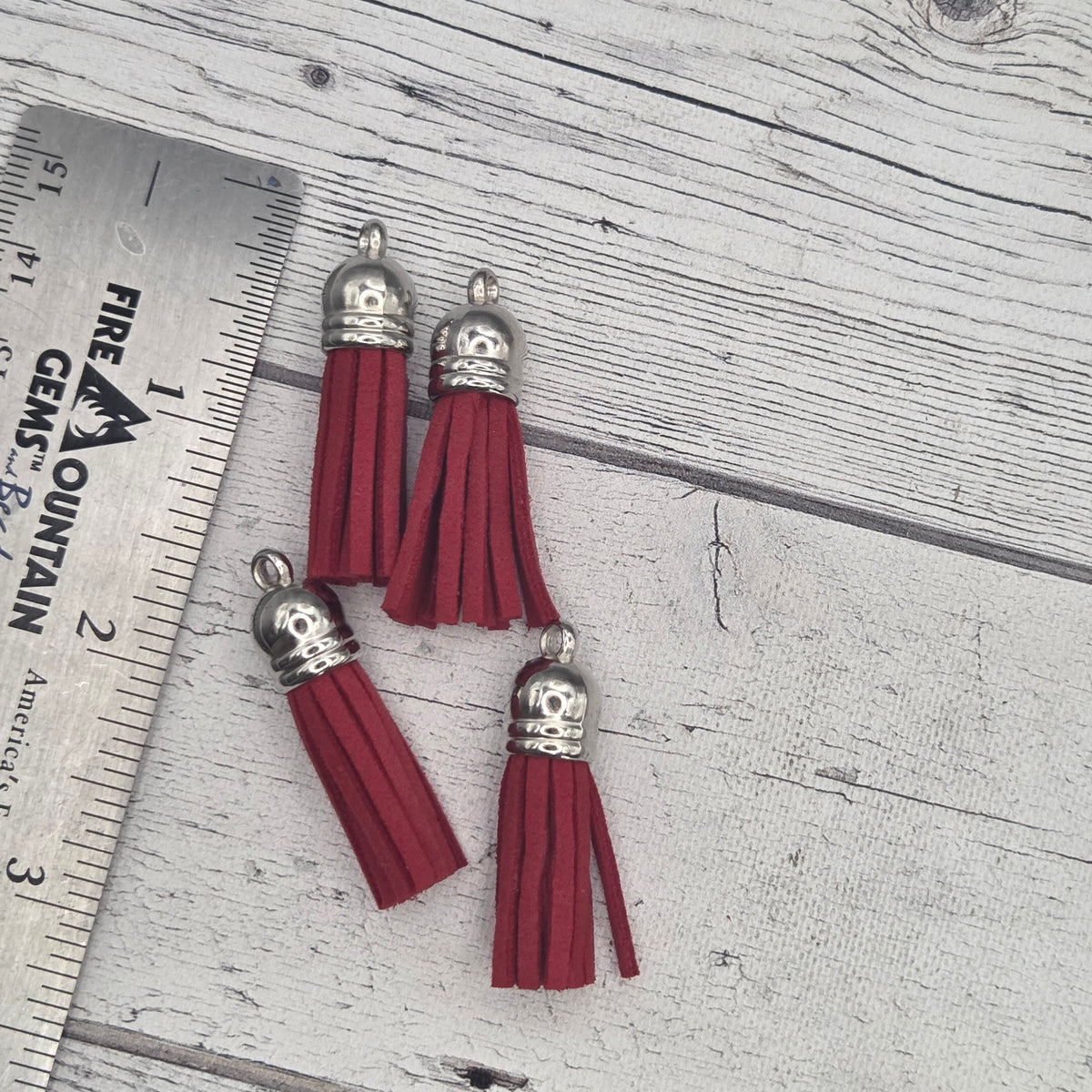 Faux leather tassel - keychain tassel - Red lot of 50