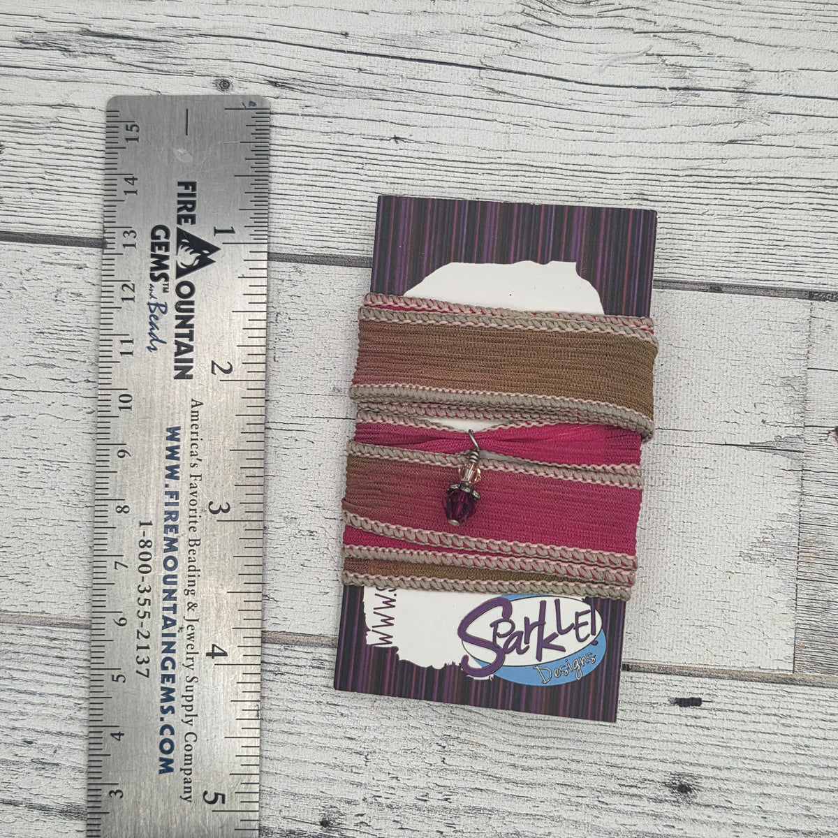 Silk ribbon and bead as pictured  - Pink and tan