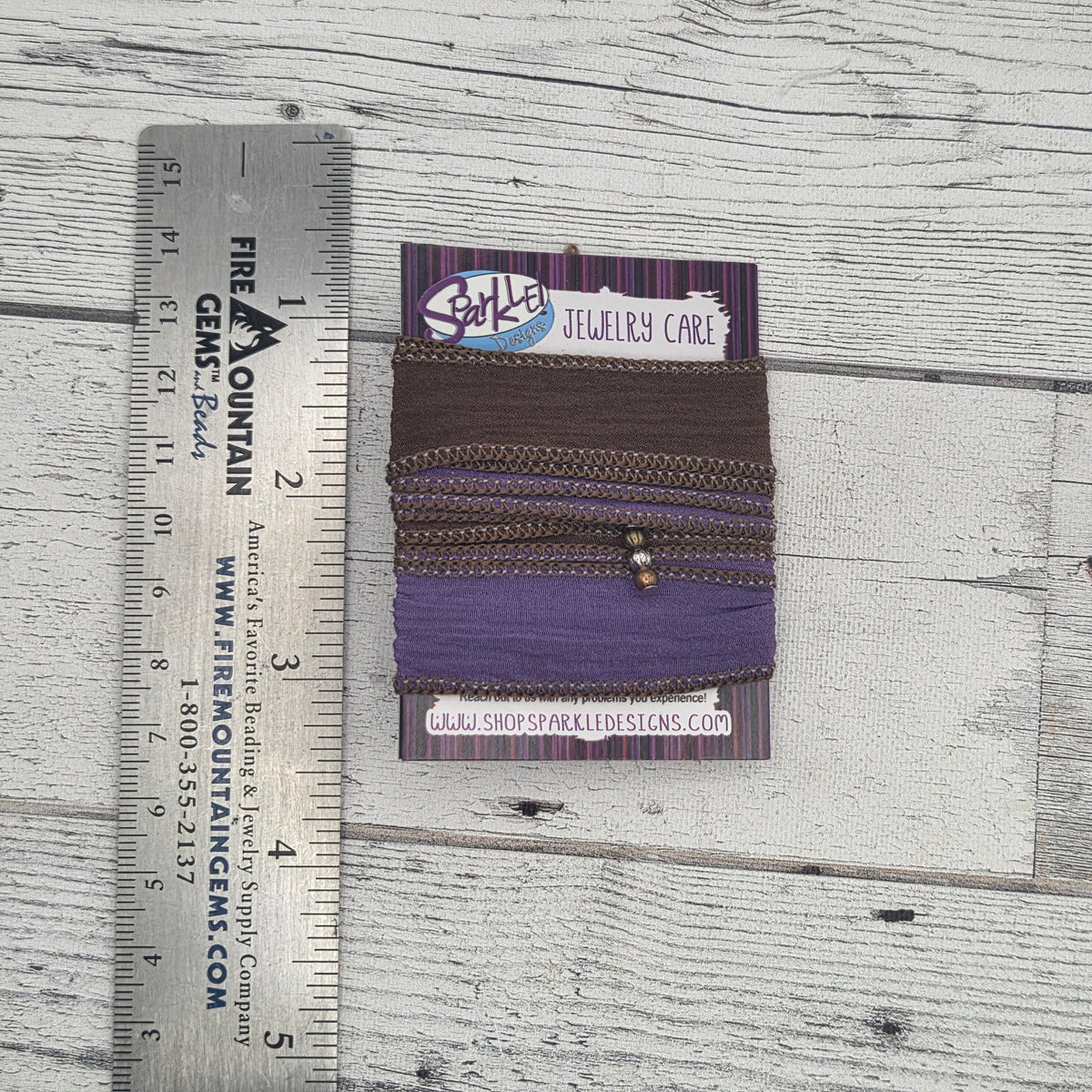 Silk ribbon and bead as pictured purple and brown