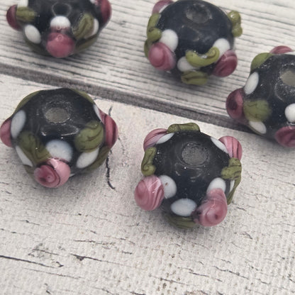 Lampwork glass beads - roses