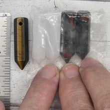 8x30mm crystal drilled point hexagonal column  -  Mixed stones - Lot of 40