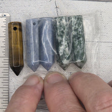 8x30mm crystal drilled point hexagonal column  -  Mixed stones - Lot of 40
