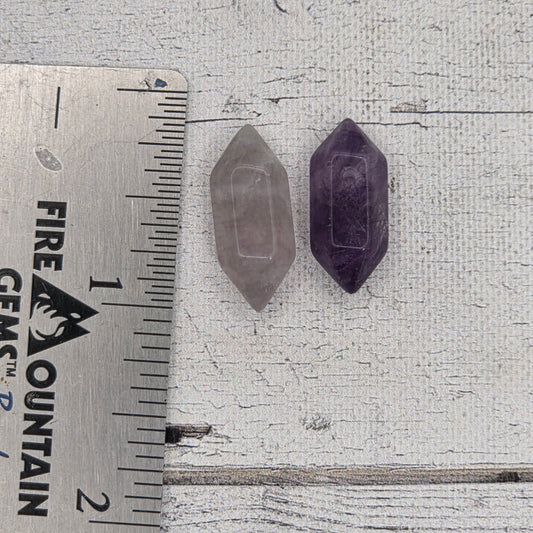 Double Pointed Hexagonal natural stones - Fluorite - lot of 2