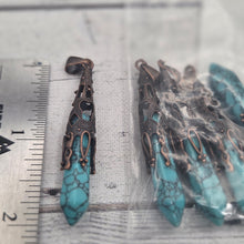 Natural stone crystal with copper bezel - lot of 6 - color as pictured