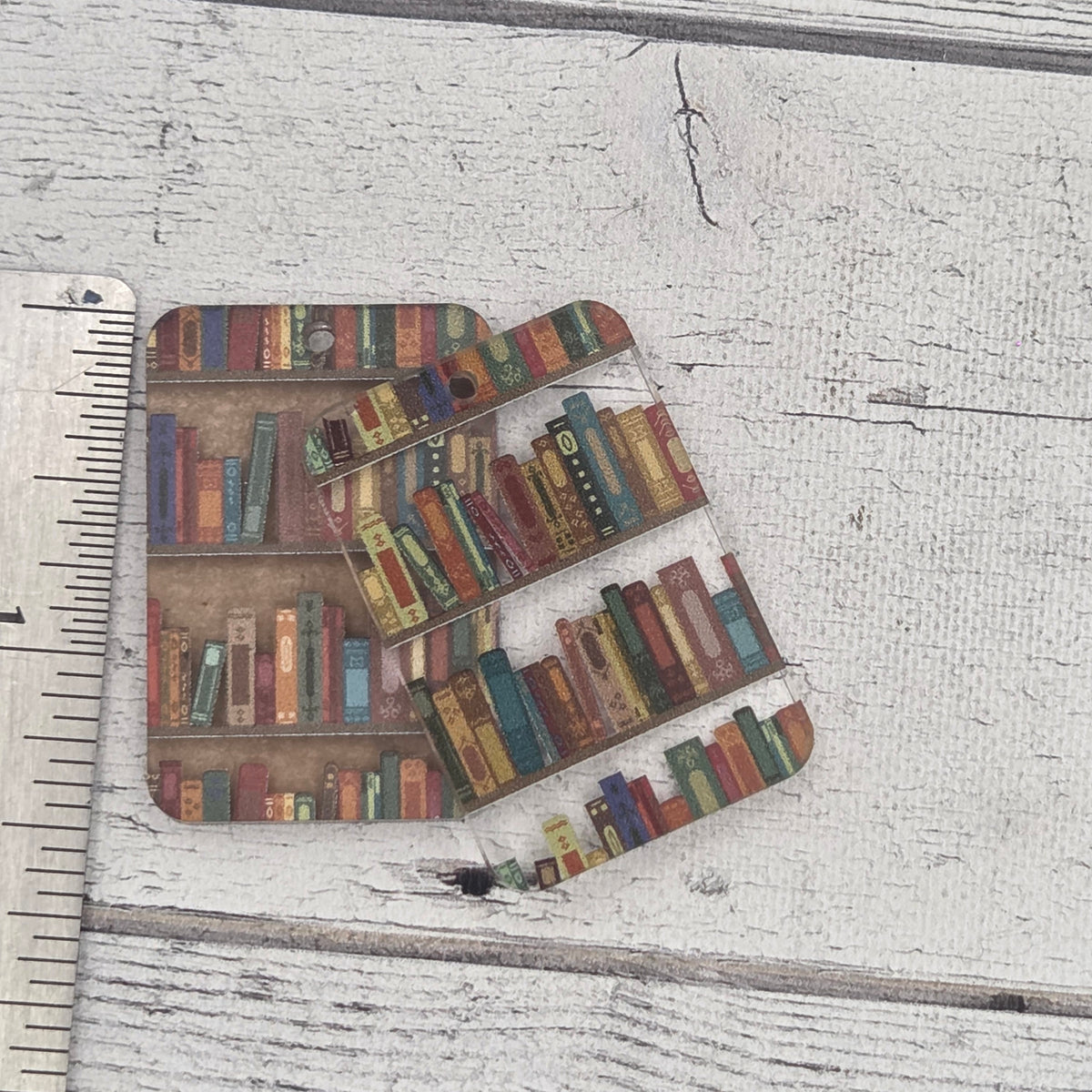 Book rectangle - laser cut acrylic earring pieces 1 pair