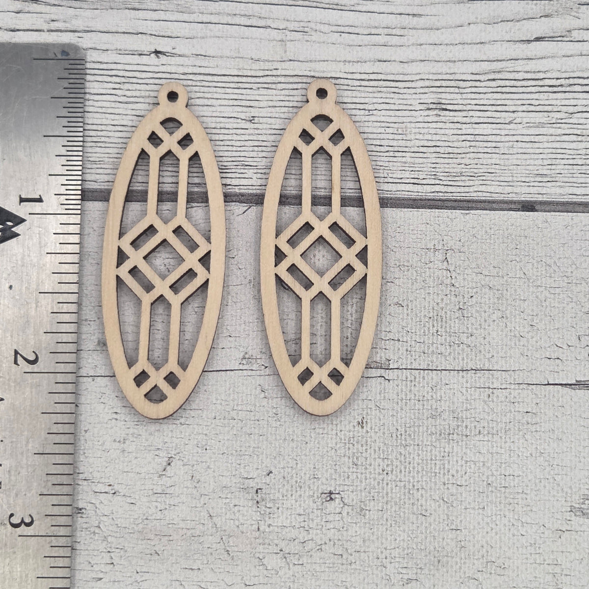 Long oval - Laser cut earring pair