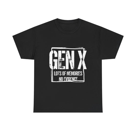Gen X Tee — "Gen X: Lots of Memories, No Evidence" Vintage Retro Shirt