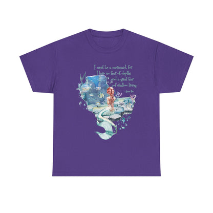 Mermaid Quote T-Shirt — 'I Must Be a Mermaid' Watercolor Tee  - dark olors