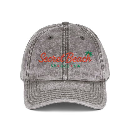 Vintage Embroidered Baseball Cap — "Secret Beach" Palm Logo