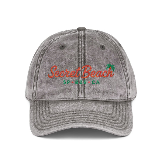 Vintage Embroidered Baseball Cap — "Secret Beach" Palm Logo