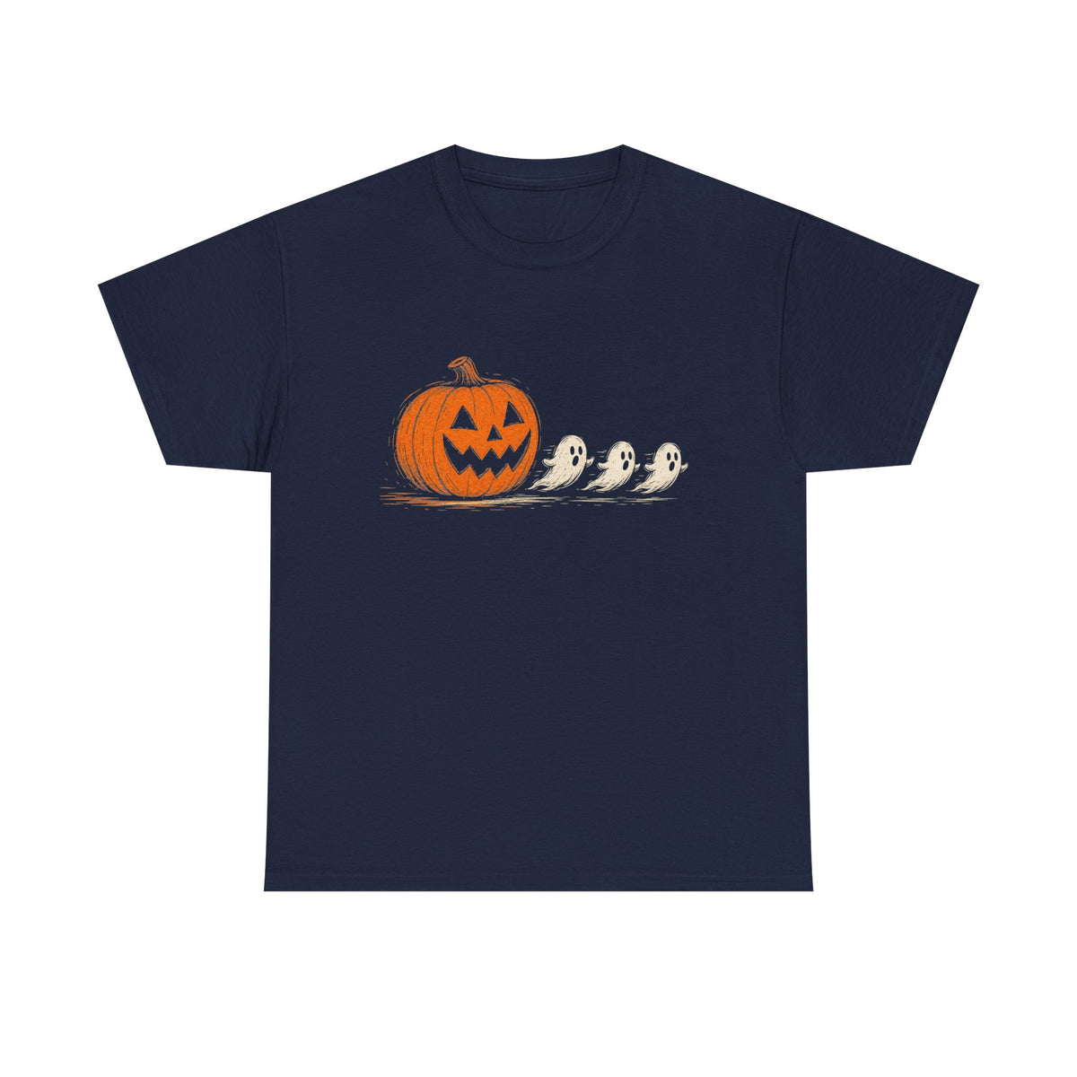 Halloween Pumpkin & Ghost Tee — Cute Jack-o'-Lantern with Ghost Friends