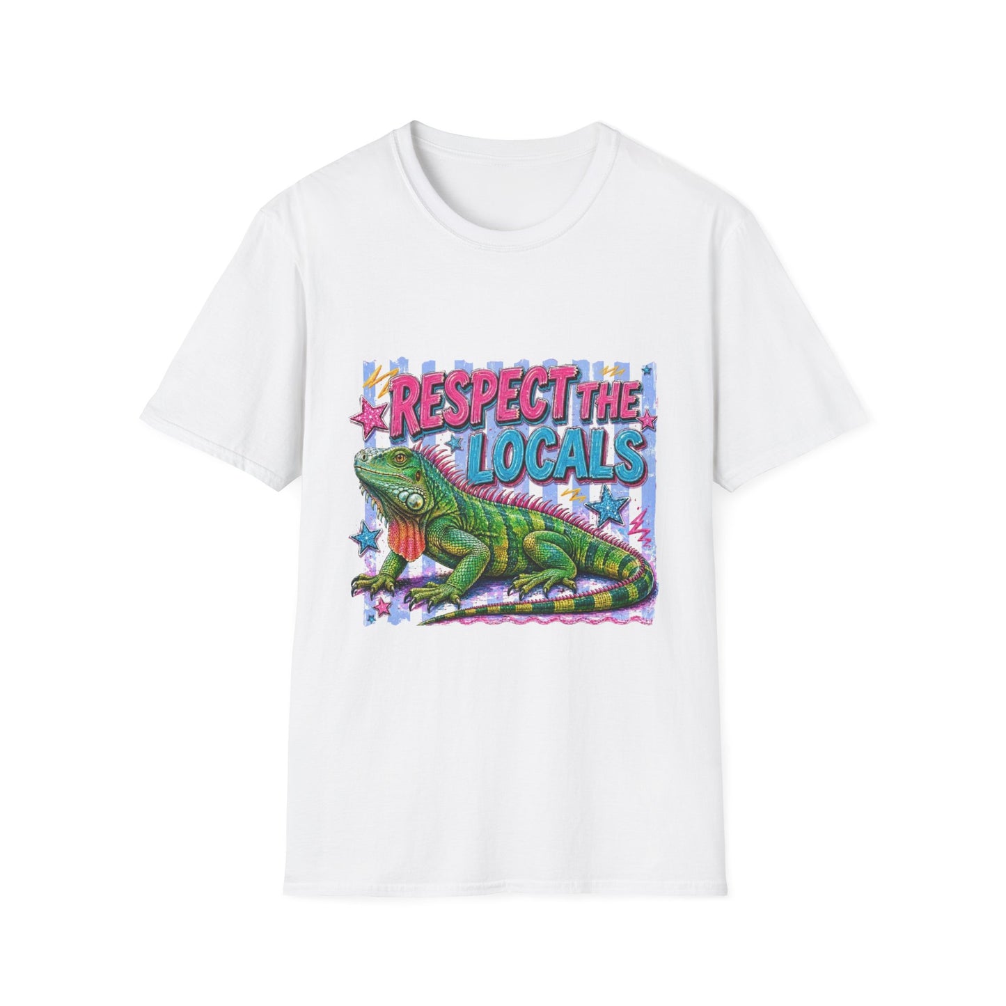 Respect the Locals T-Shirt — Colorful Iguana Graphic Tee