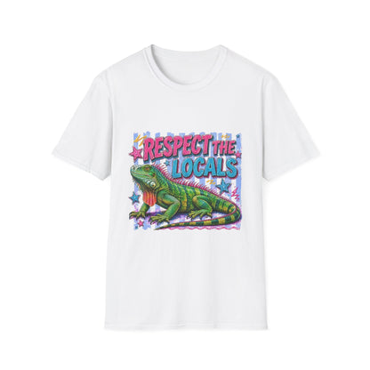 Respect the Locals T-Shirt — Colorful Iguana Graphic Tee