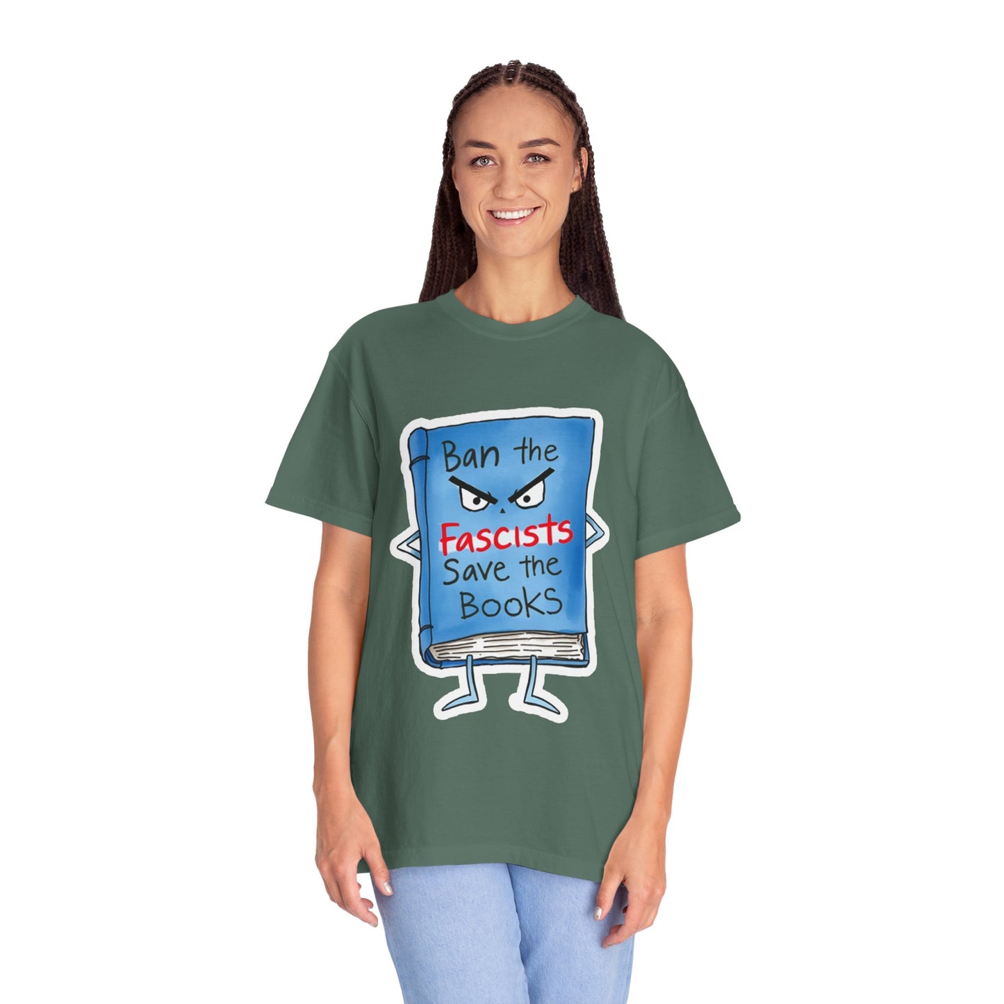 T-Shirt — "Ban the Fascists, Save the Books" Graphic Tee