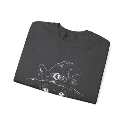 Witch Cat Crewneck Sweatshirt – Black Cat in Witch Hat Graphic