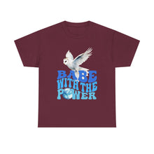 Babe With the Power Graphic Tee — Retro Blue Psychedelic Owl Design