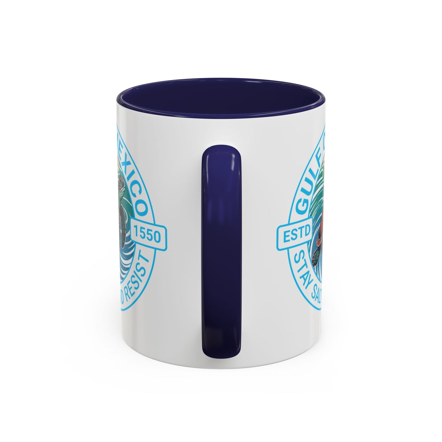 Customizable Gulf of Mexico Turtle Coffee Mug — "Stay Salty and Resist" Accent Ceramic Mug