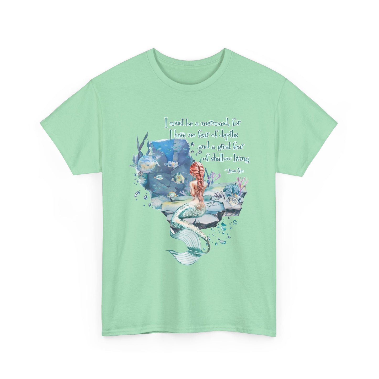 Mermaid Quote T-Shirt — 'I Must Be a Mermaid' Watercolor Tee  - Light colors