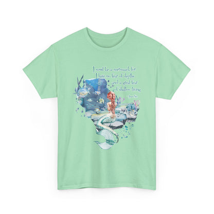 Mermaid Quote T-Shirt — 'I Must Be a Mermaid' Watercolor Tee  - Light colors
