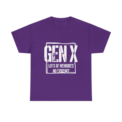 Gen X Tee — "Gen X: Lots of Memories, No Evidence" Vintage Retro Shirt