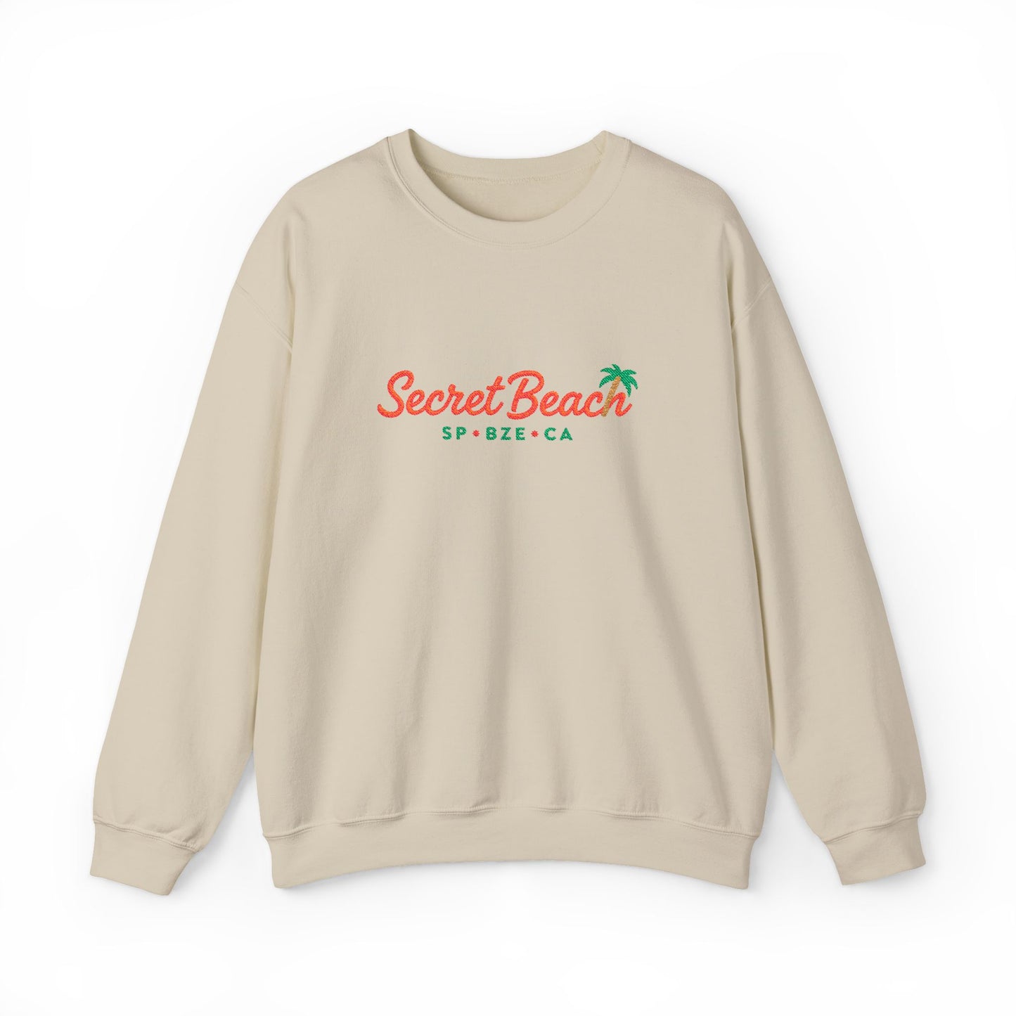 Secret Beach embroidered Crewneck Sweatshirt — Retro Palm Beach Vibes