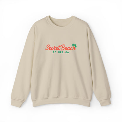 Secret Beach embroidered Crewneck Sweatshirt — Retro Palm Beach Vibes