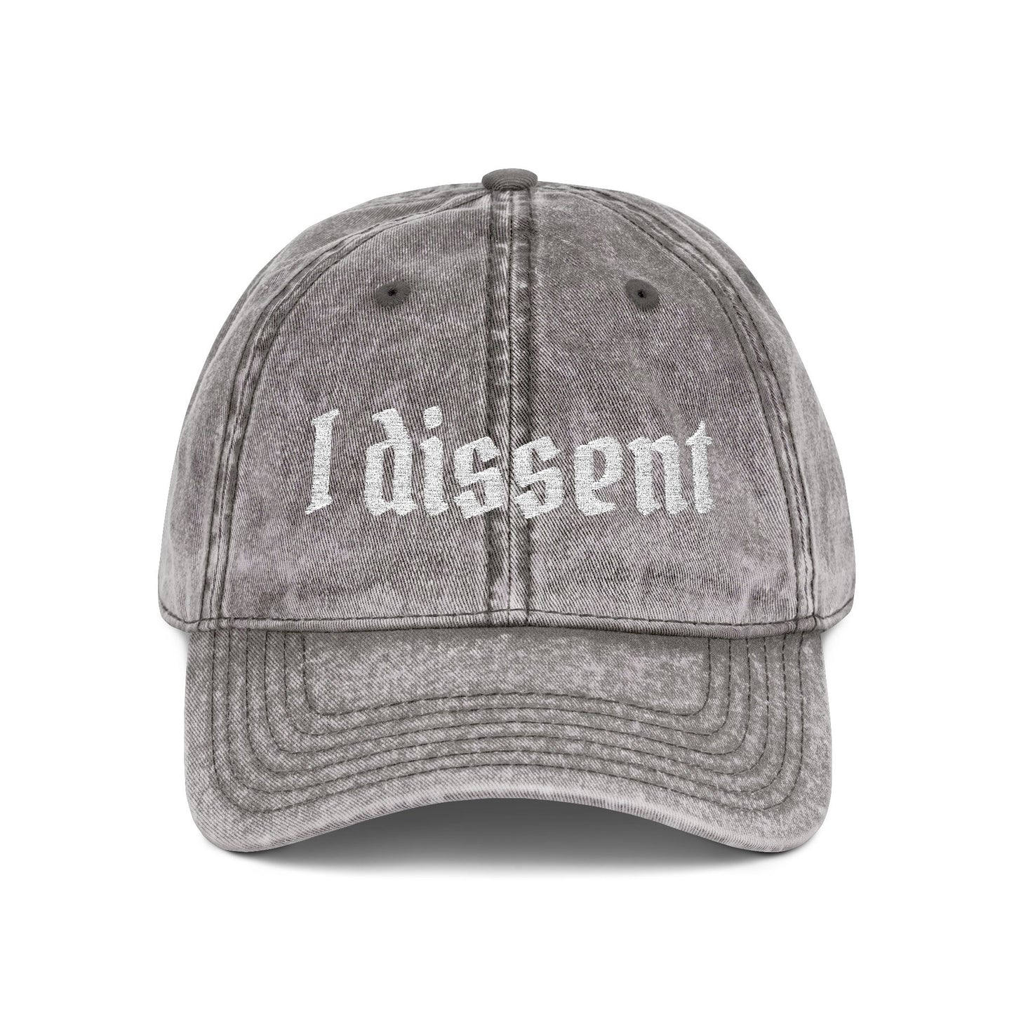Embroidered 'I Dissent' Vintage Cap - White text