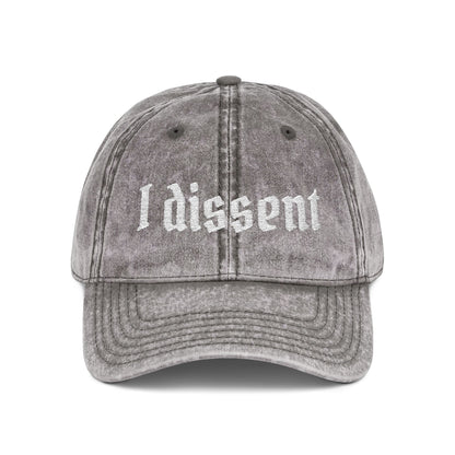 Embroidered 'I Dissent' Vintage Cap - White text