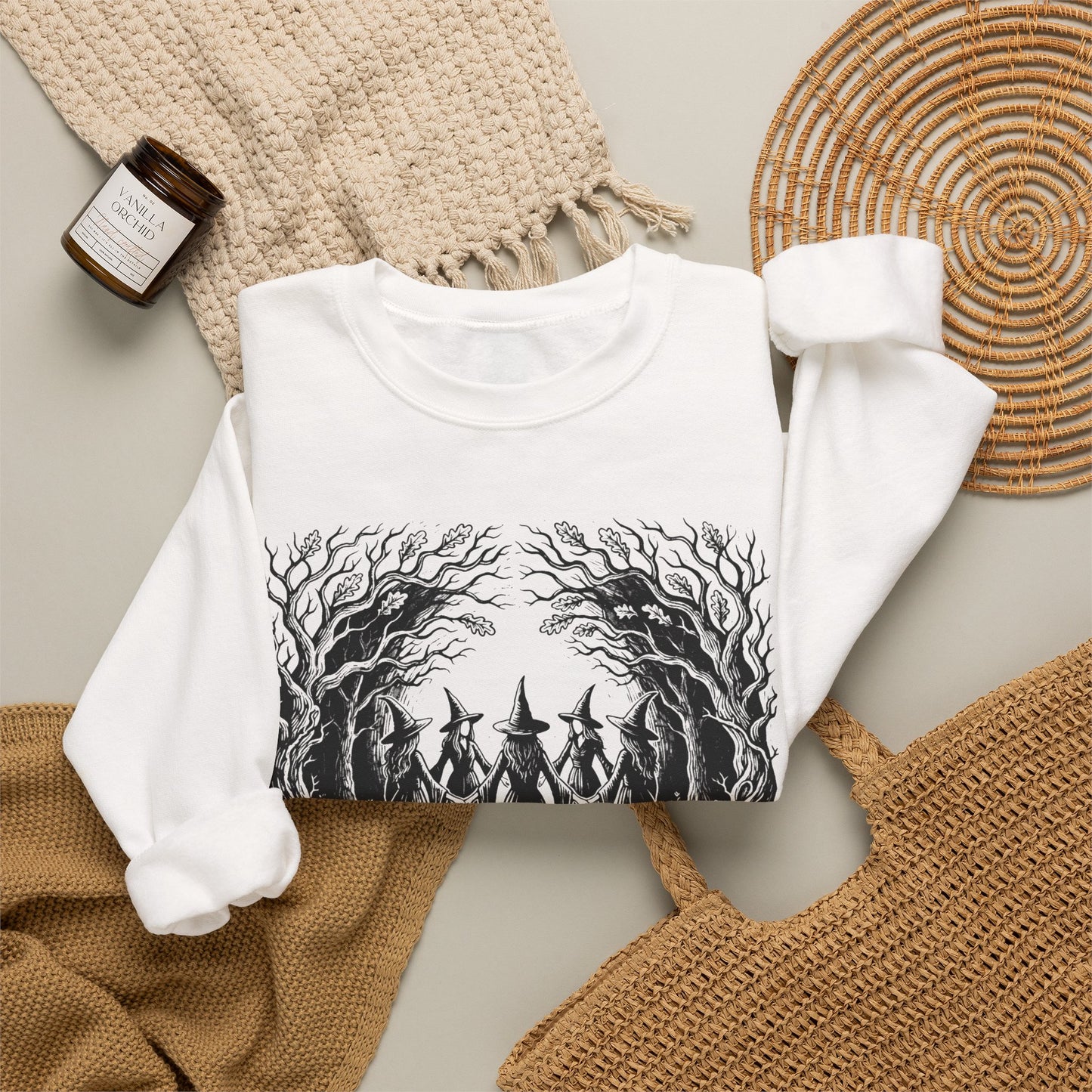 Witch Circle Crewneck Sweatshirt — "God Forbid Women Have Hobbies" Graphic