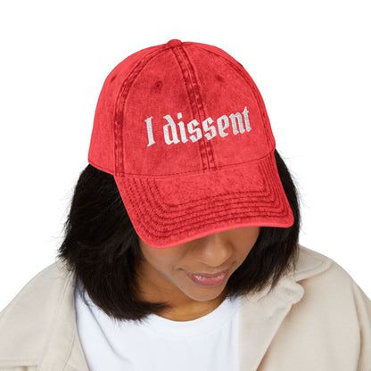 Embroidered 'I Dissent' Vintage Cap - White text