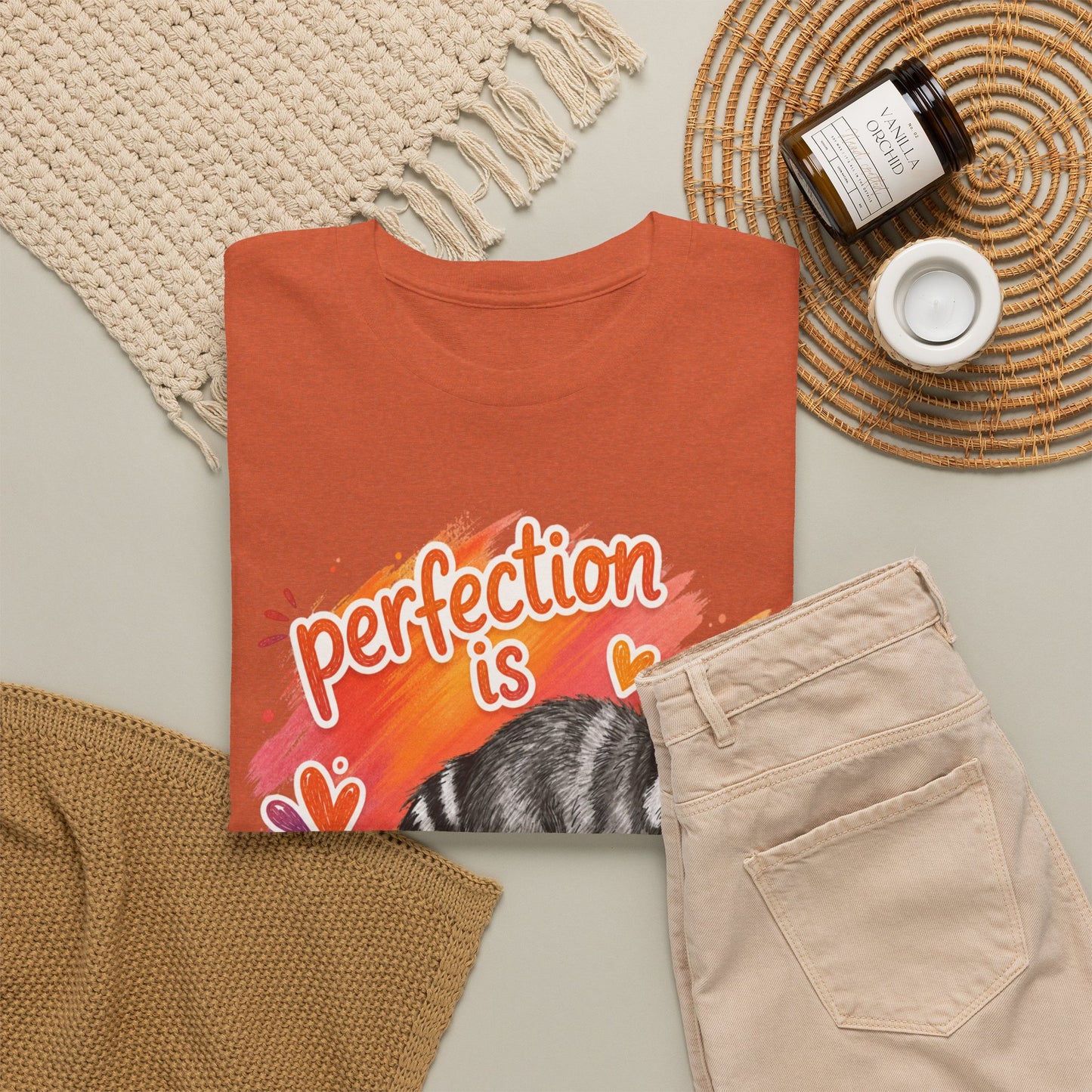 T-Shirt — "Perfection Is Overrated" Raccoon Graphic Tee