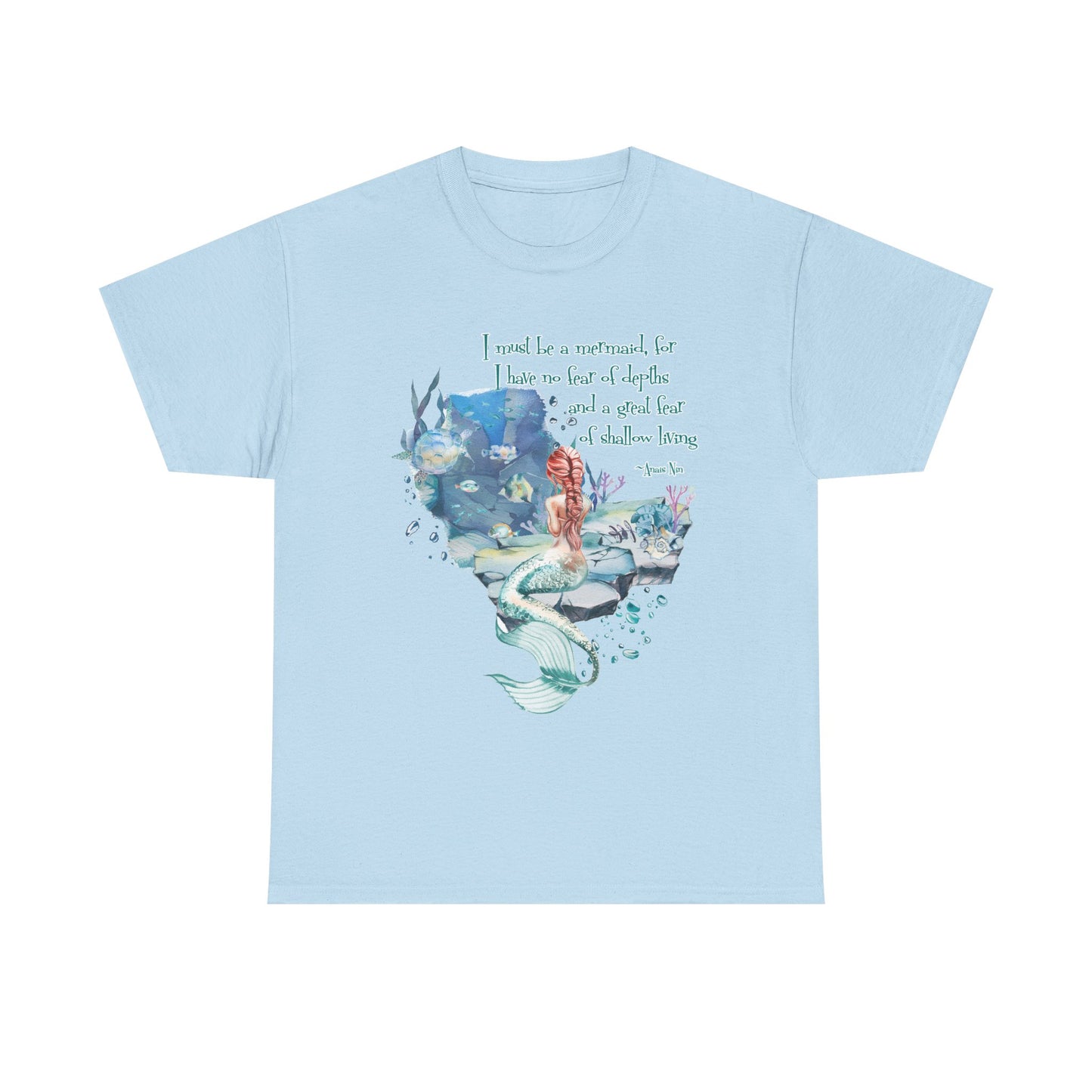 Mermaid Quote T-Shirt — 'I Must Be a Mermaid' Watercolor Tee  - Light colors