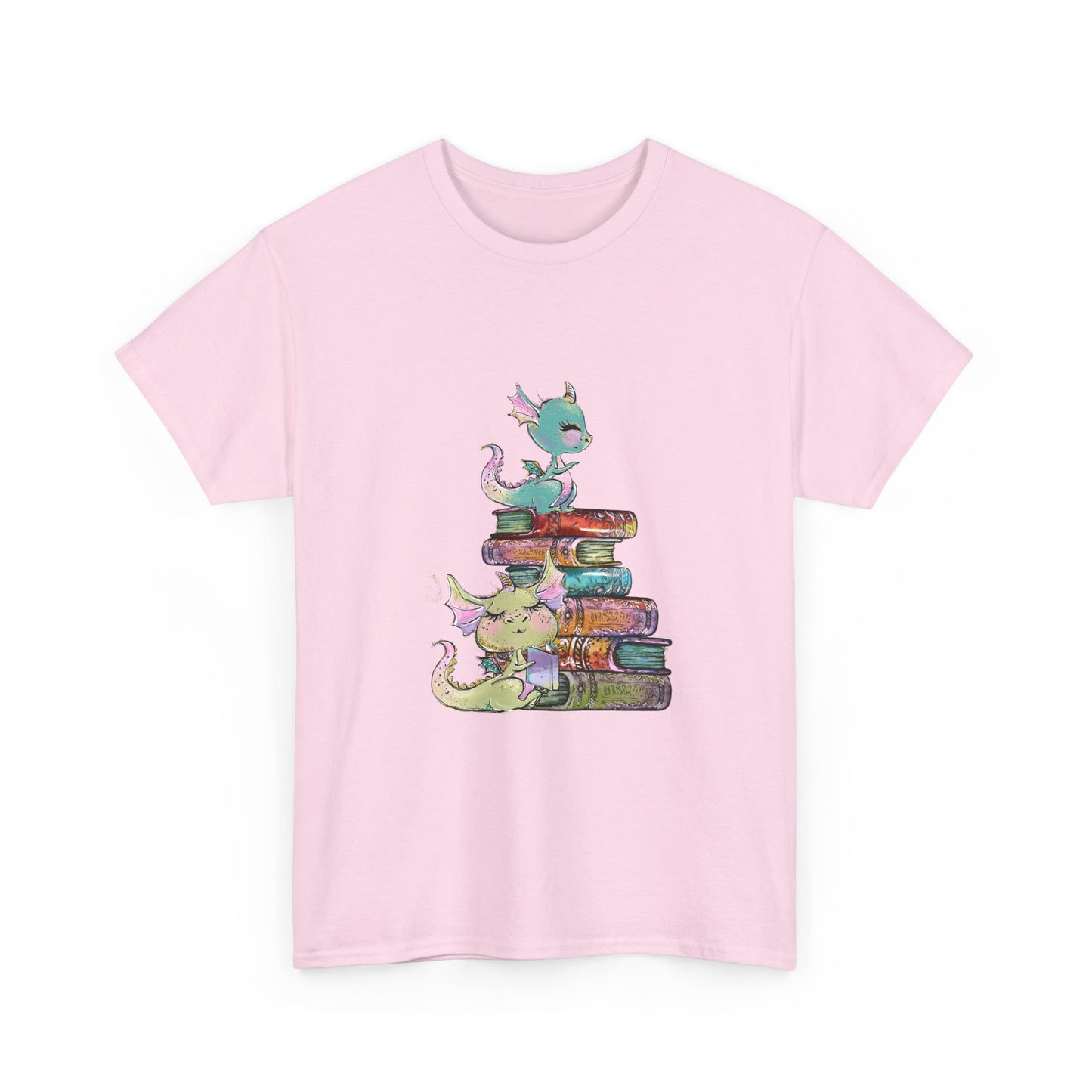 Book Dragon T-Shirt — Cute Book Stack Dragons Reading Tee