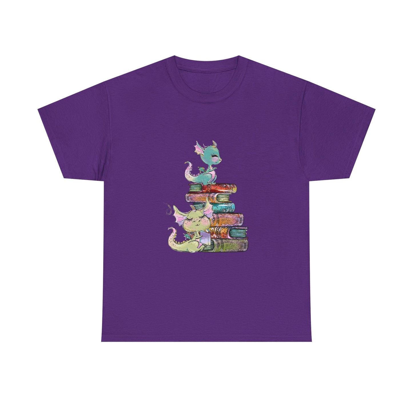 Book Dragon T-Shirt — Cute Book Stack Dragons Reading Tee