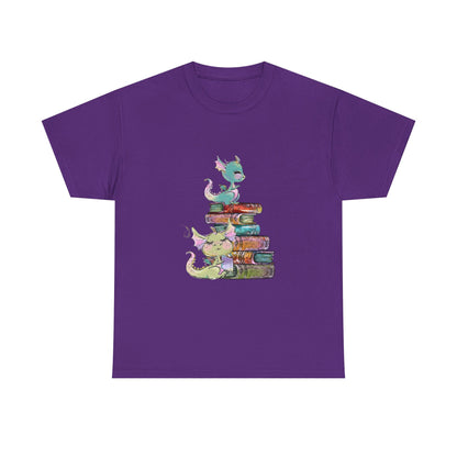 Book Dragon T-Shirt — Cute Book Stack Dragons Reading Tee