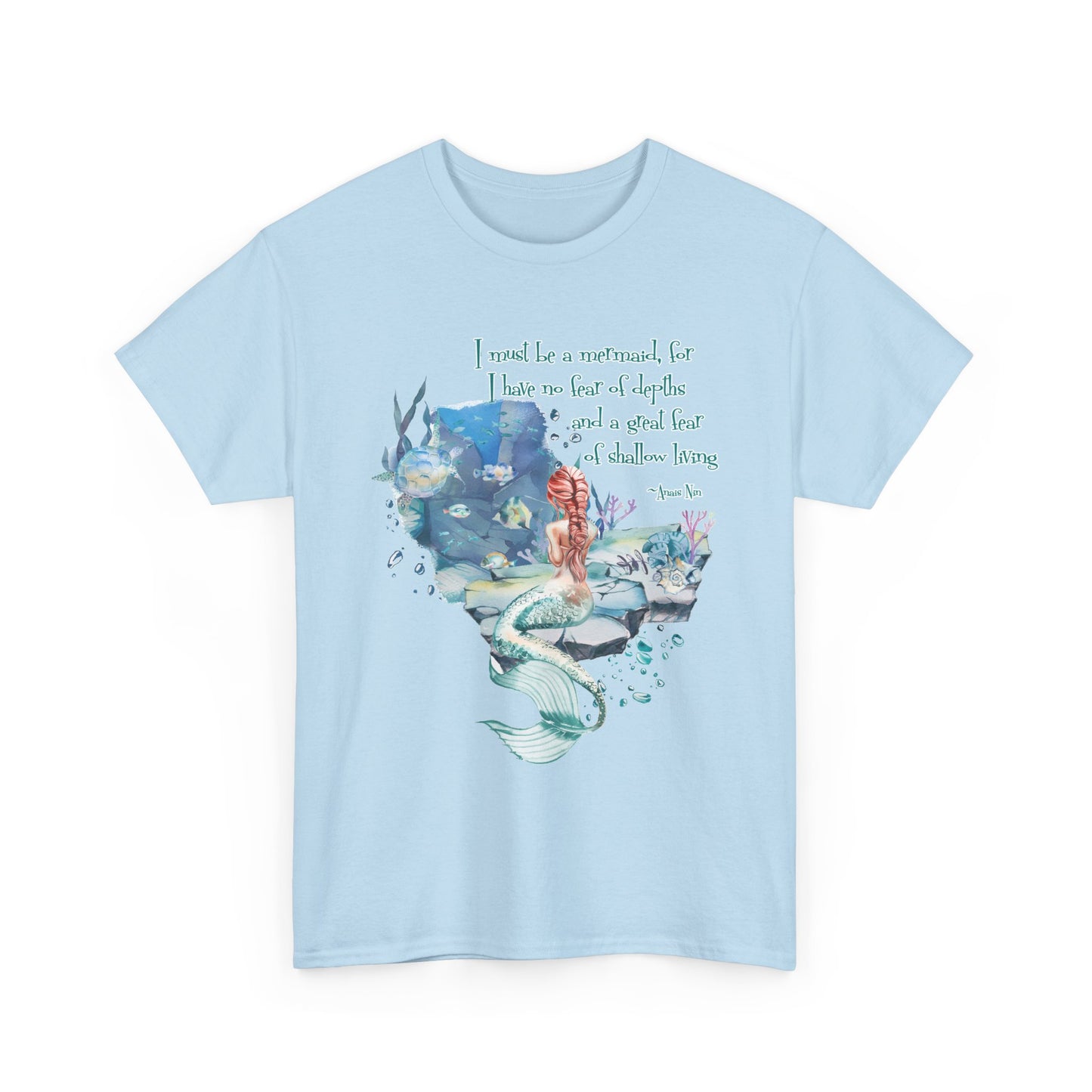 Mermaid Quote T-Shirt — 'I Must Be a Mermaid' Watercolor Tee  - Light colors