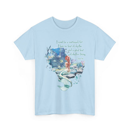 Mermaid Quote T-Shirt — 'I Must Be a Mermaid' Watercolor Tee  - Light colors