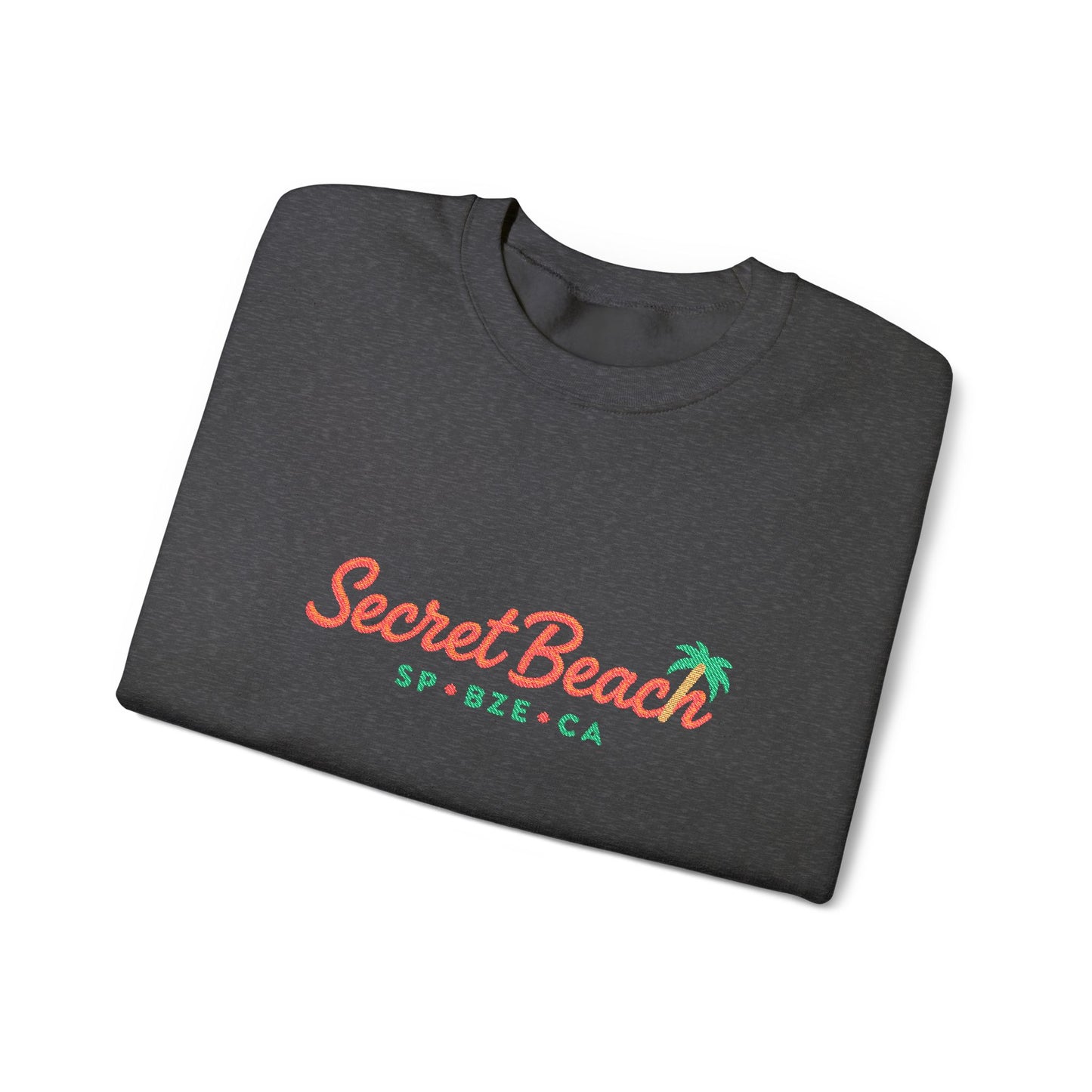 Secret Beach embroidered Crewneck Sweatshirt — Retro Palm Beach Vibes