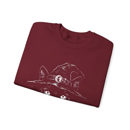 Witch Cat Crewneck Sweatshirt – Black Cat in Witch Hat Graphic