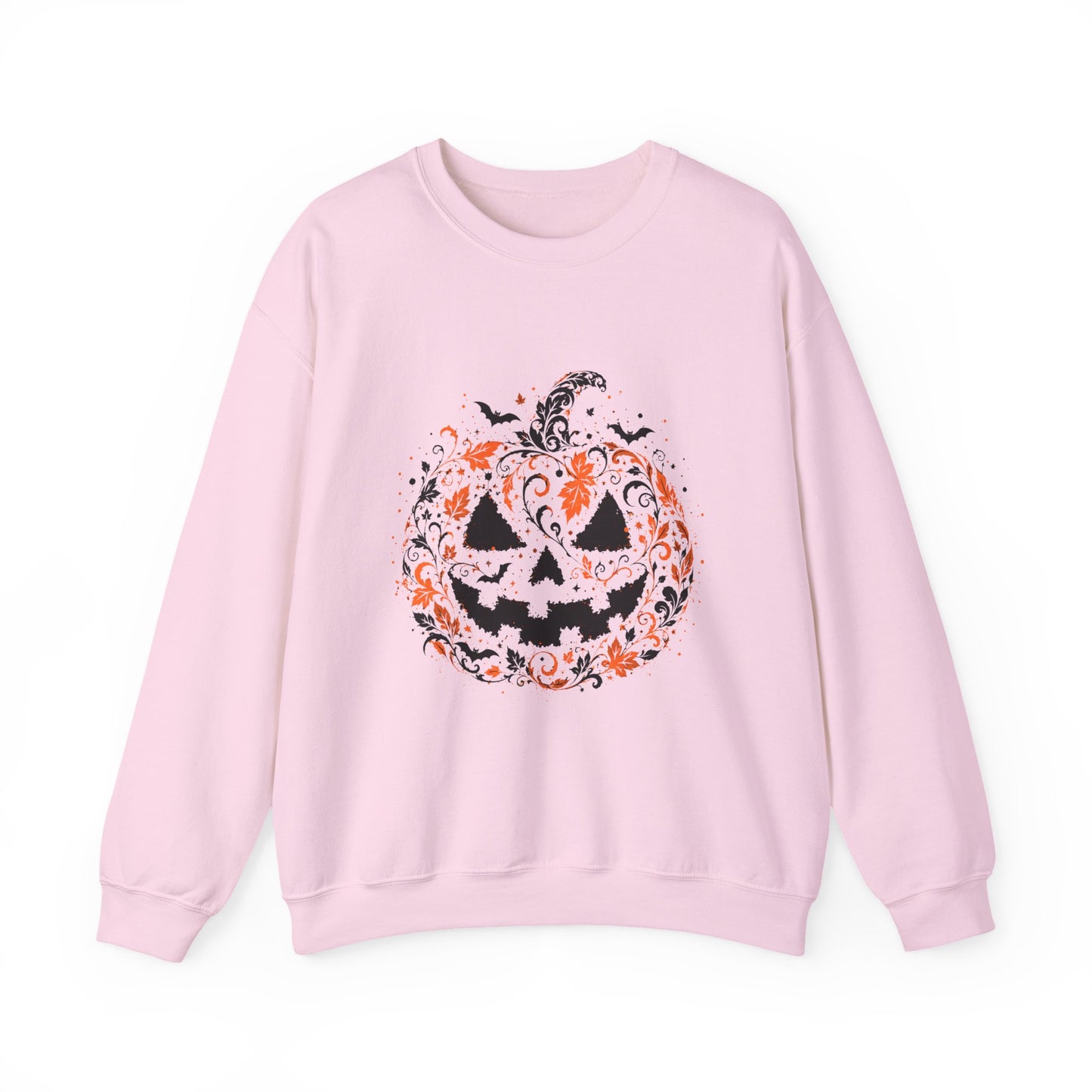 Halloween Pumpkin Crewneck Sweatshirt – Floral Jack-O'-Lantern Design