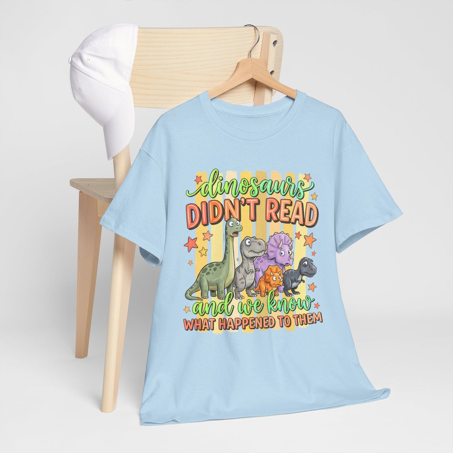 Dinosaur T‑Shirt — "Dinosaurs Didn't Read" Cute Retro Dino Graphic Tee