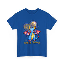 Dragon Heart T‑Shirt — Cute Blue Dragon 'Here Be Dragons' Tee
