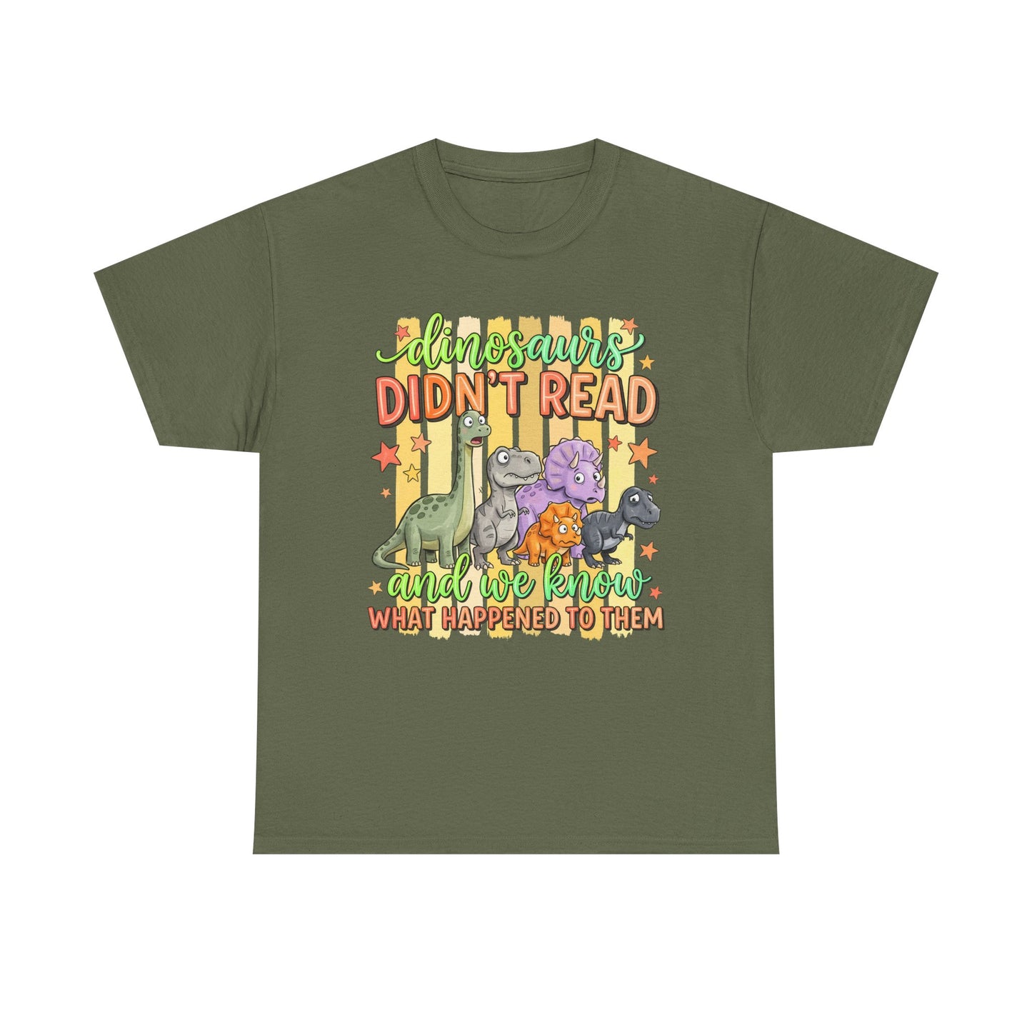 Dinosaur T‑Shirt — "Dinosaurs Didn't Read" Cute Retro Dino Graphic Tee