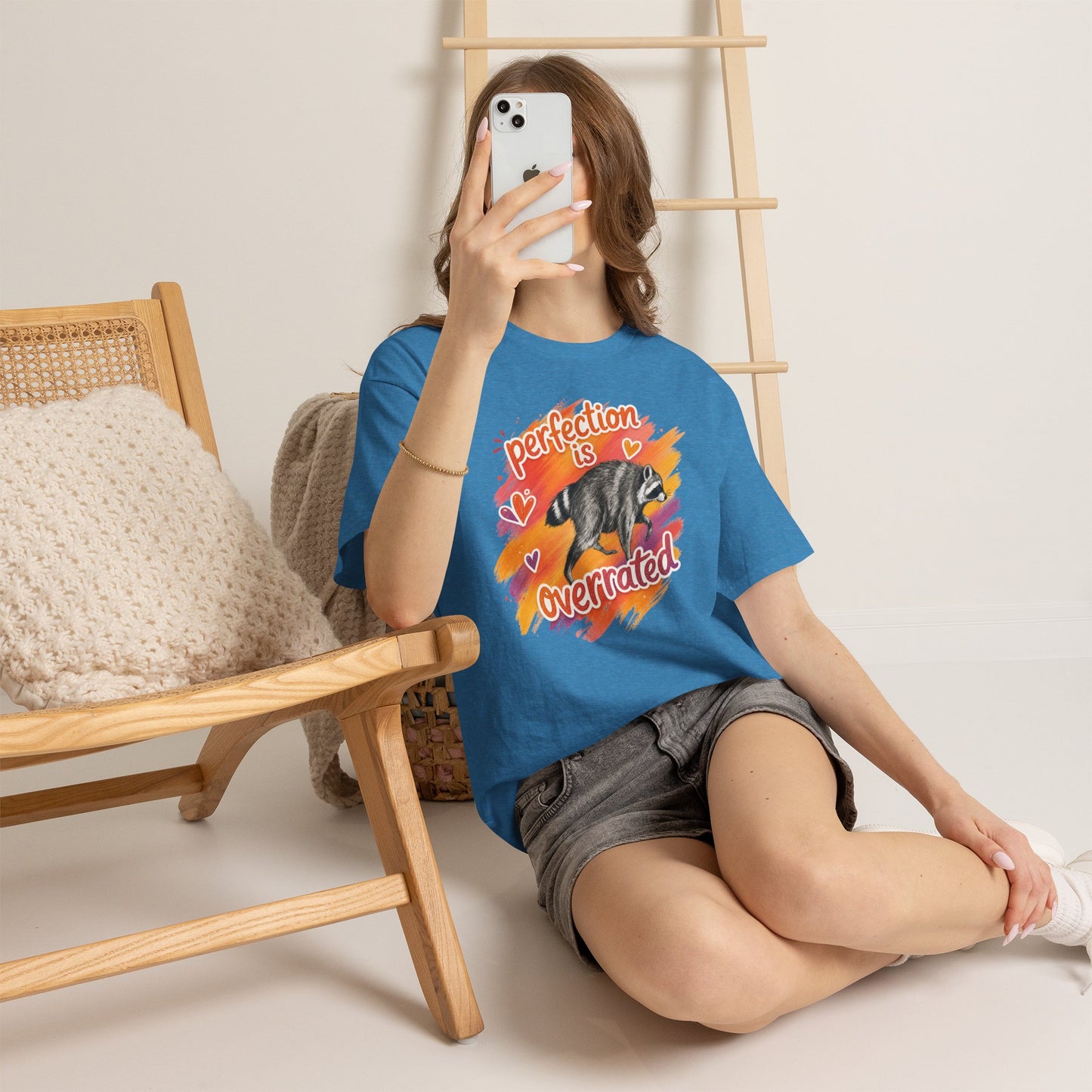 T-Shirt — "Perfection Is Overrated" Raccoon Graphic Tee