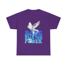Babe With the Power Graphic Tee — Retro Blue Psychedelic Owl Design