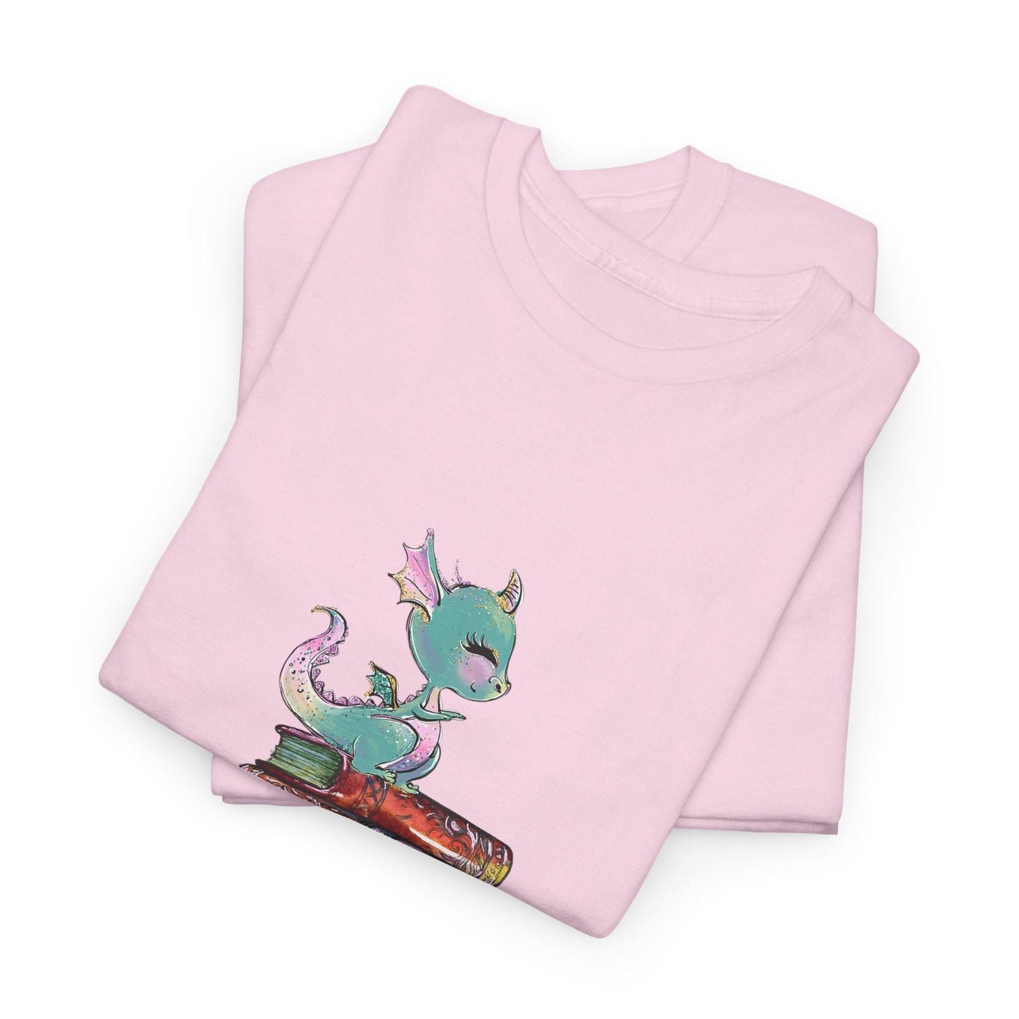 Book Dragon T-Shirt — Cute Book Stack Dragons Reading Tee